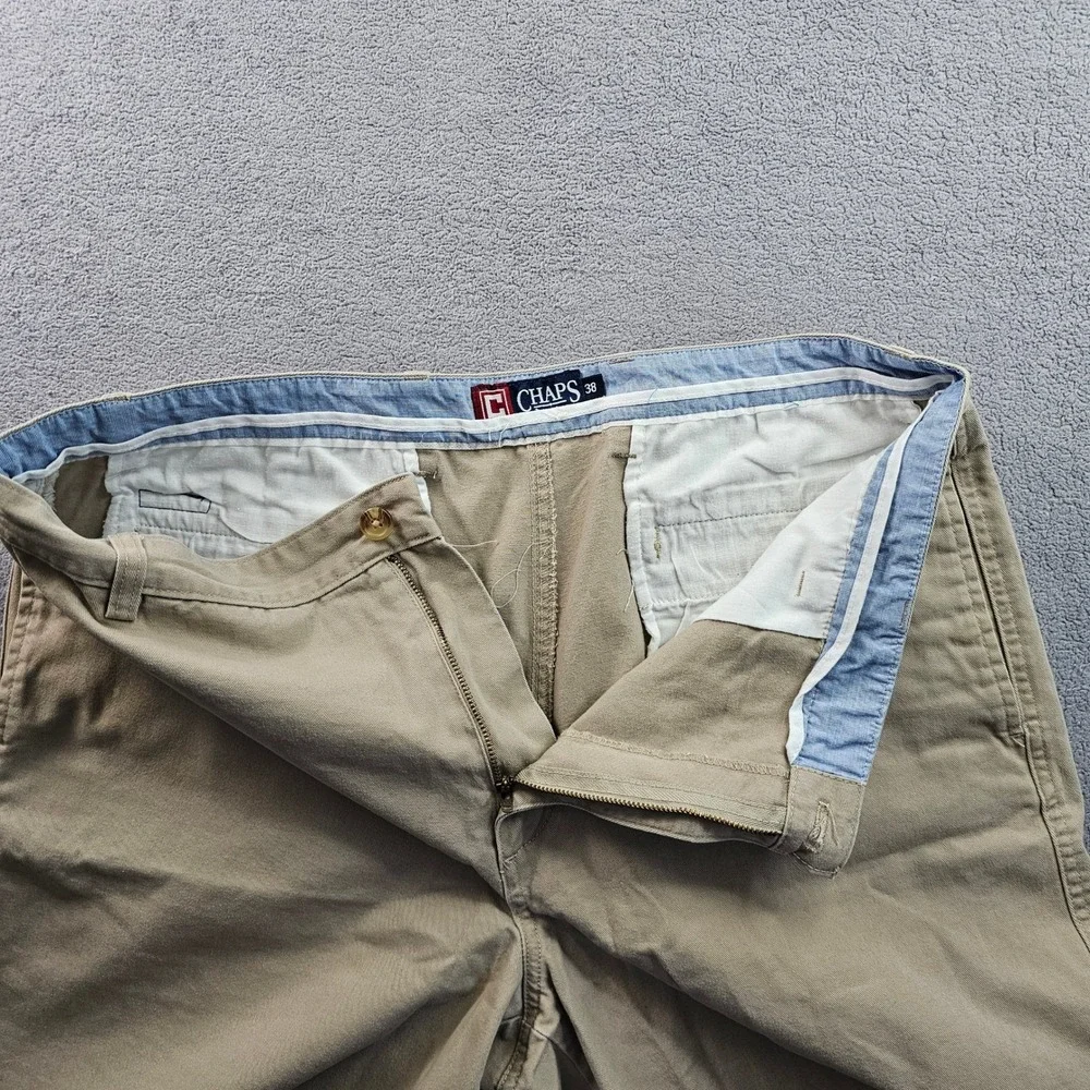 Chaps Chino Shorts Men's Size‎ 38 Beige Flat Front 8